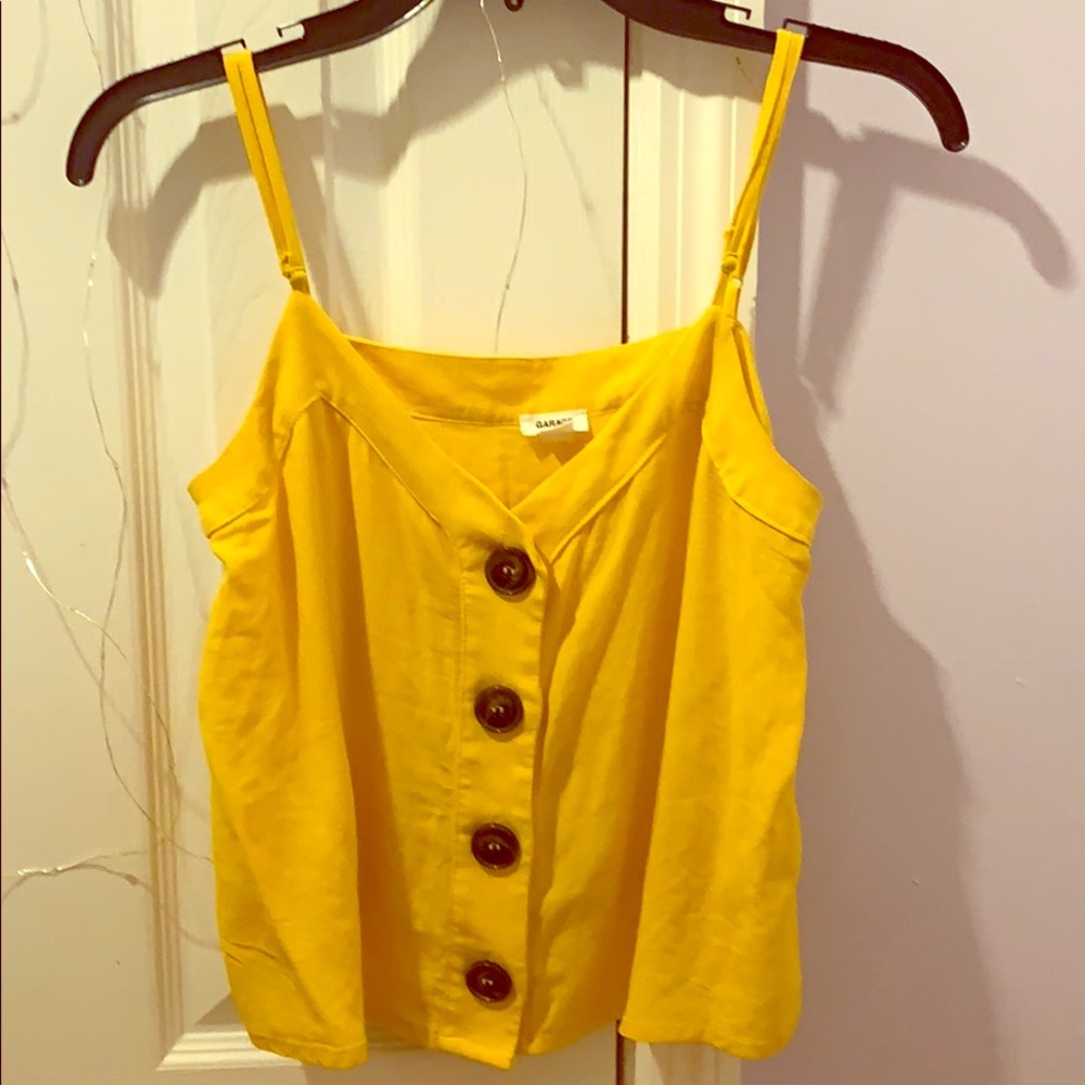 yellow loose buttoned garage  tank top